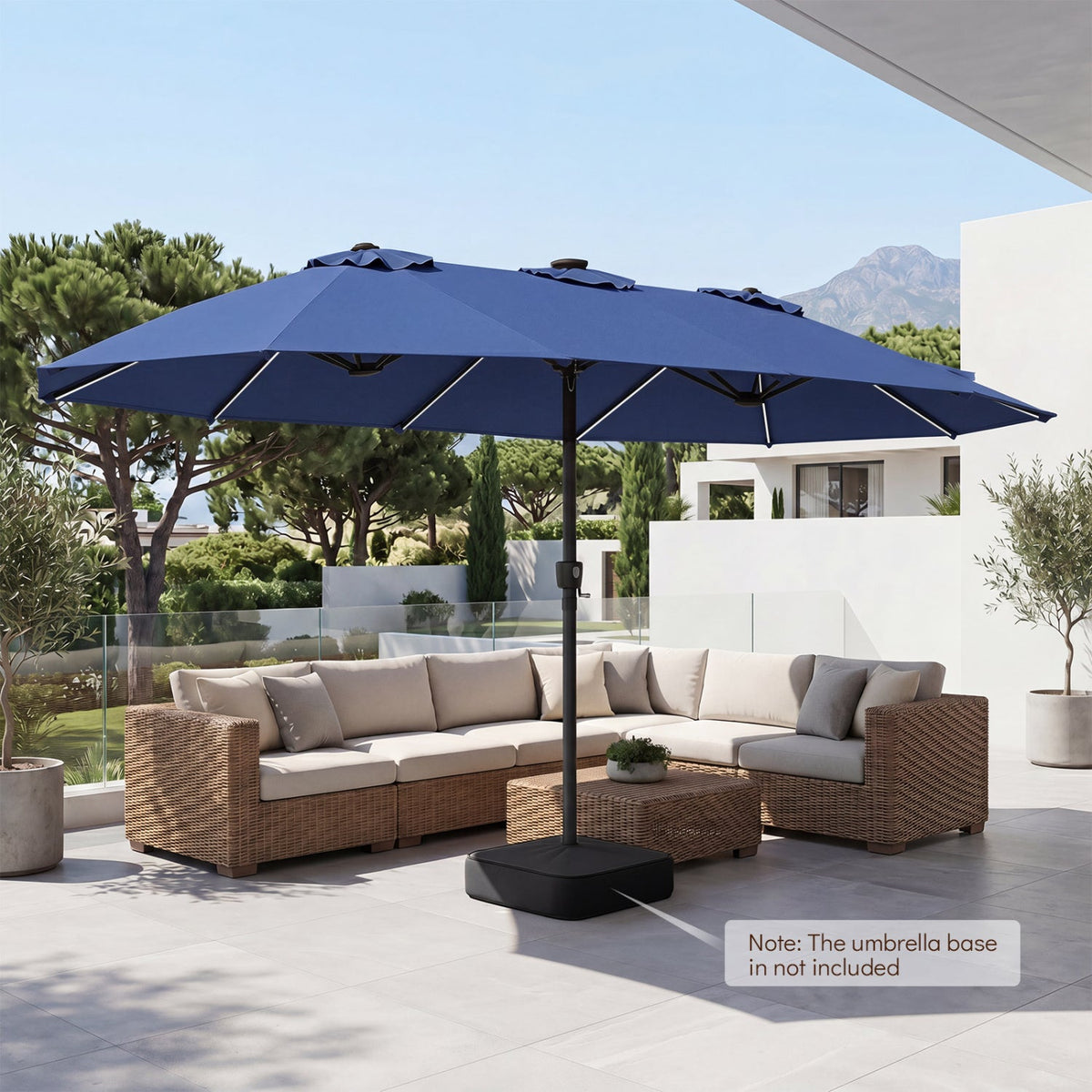 Patio Umbrella 15.5ft with Solar LED Lights and Crank 2