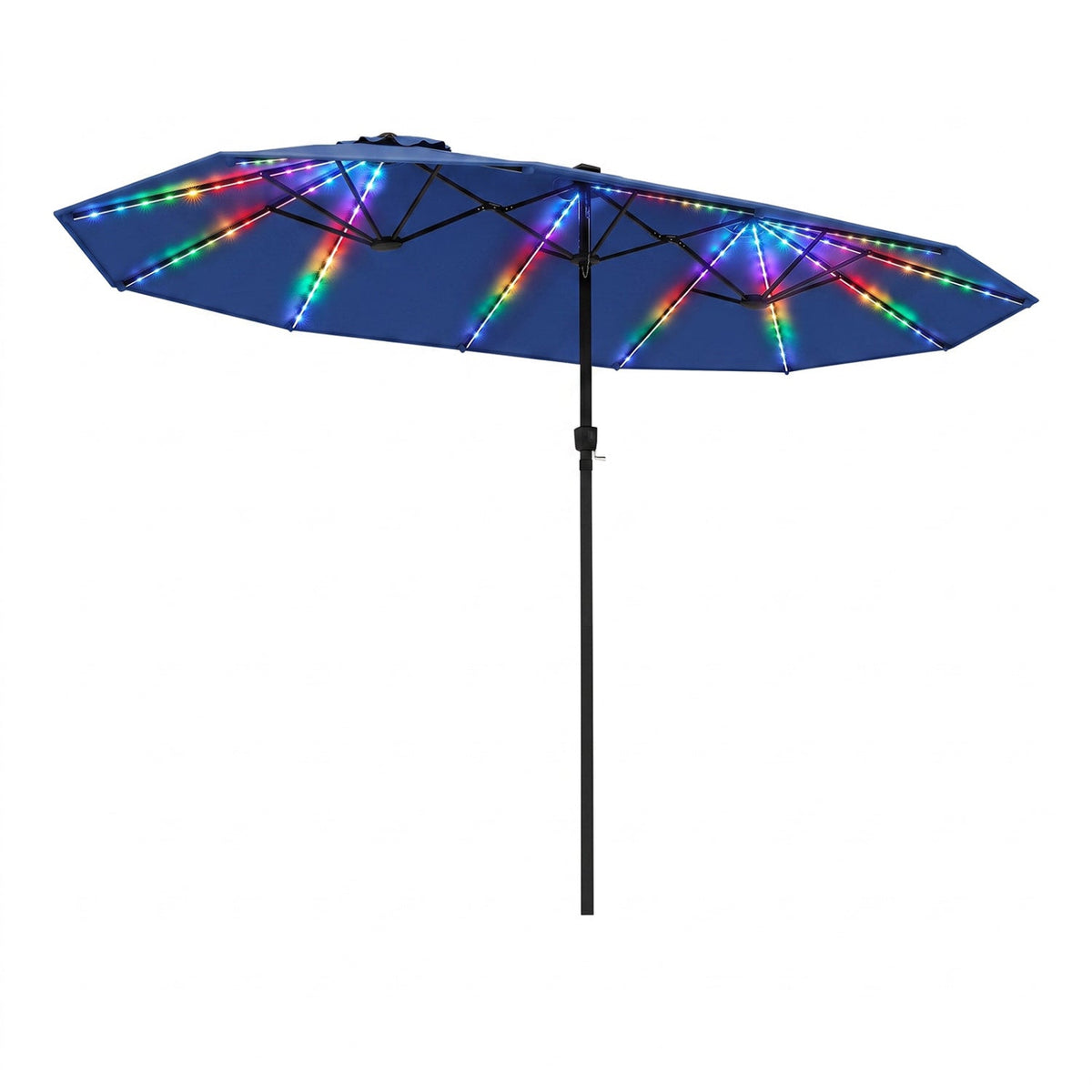 Patio Umbrella 15.5ft with Solar LED Lights and Crank 4