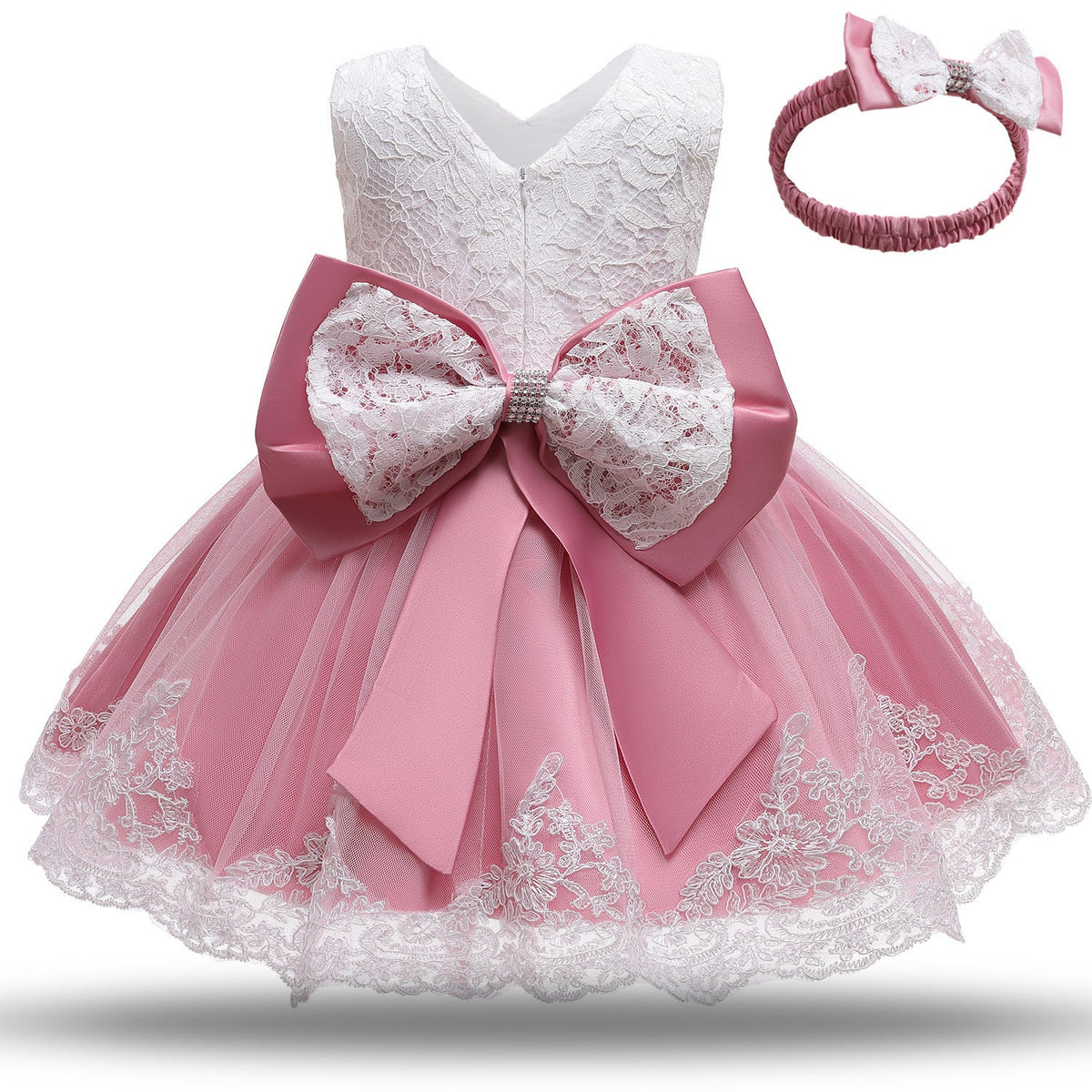 Baby Princess One Year Old Bow Lace Dress 8