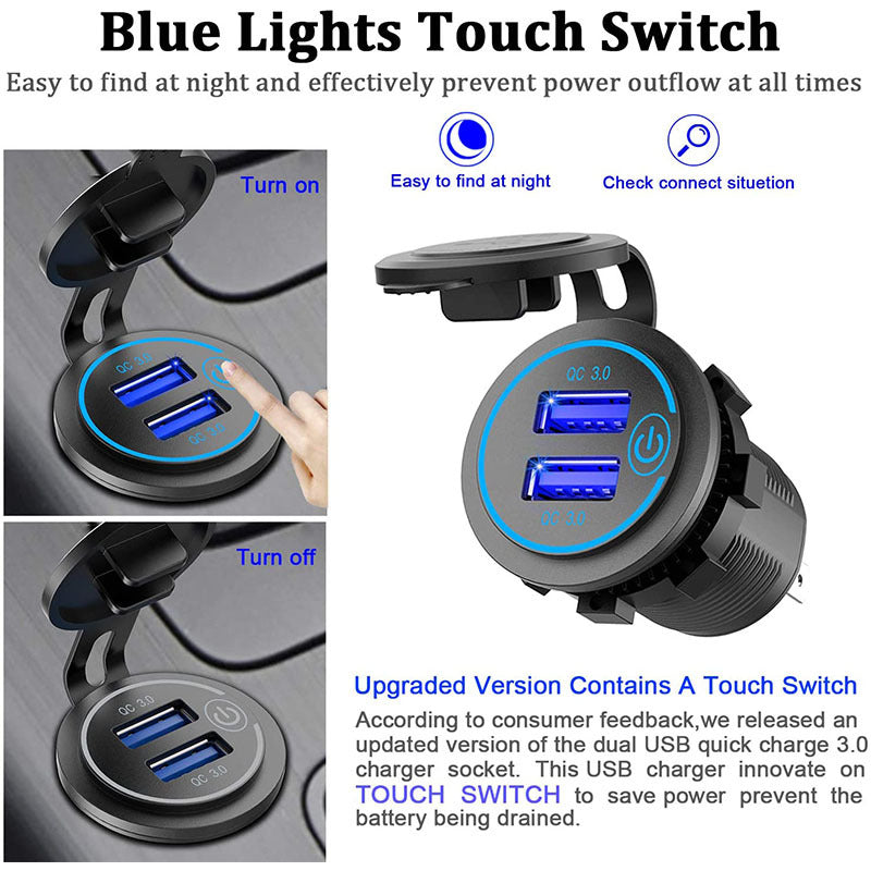Motorcycle Boat  Car Charger Dual  Fast Charge Modified Car Charger 5