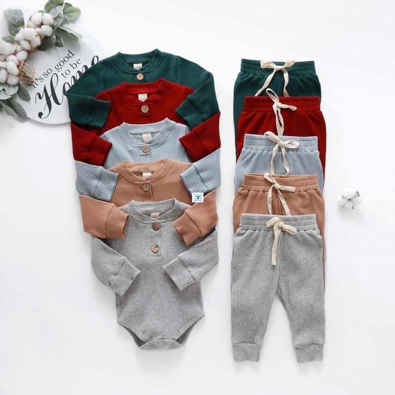 Infant Newborn Baby Girls Boys Spring Autumn Ribbed Solid 1