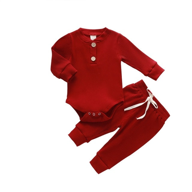 Infant Newborn Baby Girls Boys Spring Autumn Ribbed Solid 4