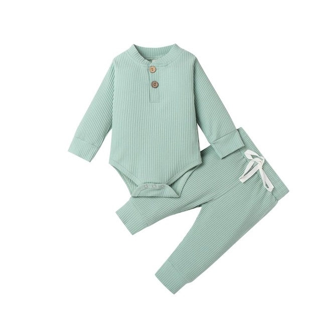 Infant Newborn Baby Girls Boys Spring Autumn Ribbed Solid 5