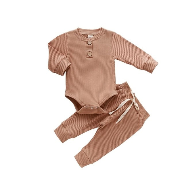 Infant Newborn Baby Girls Boys Spring Autumn Ribbed Solid 6