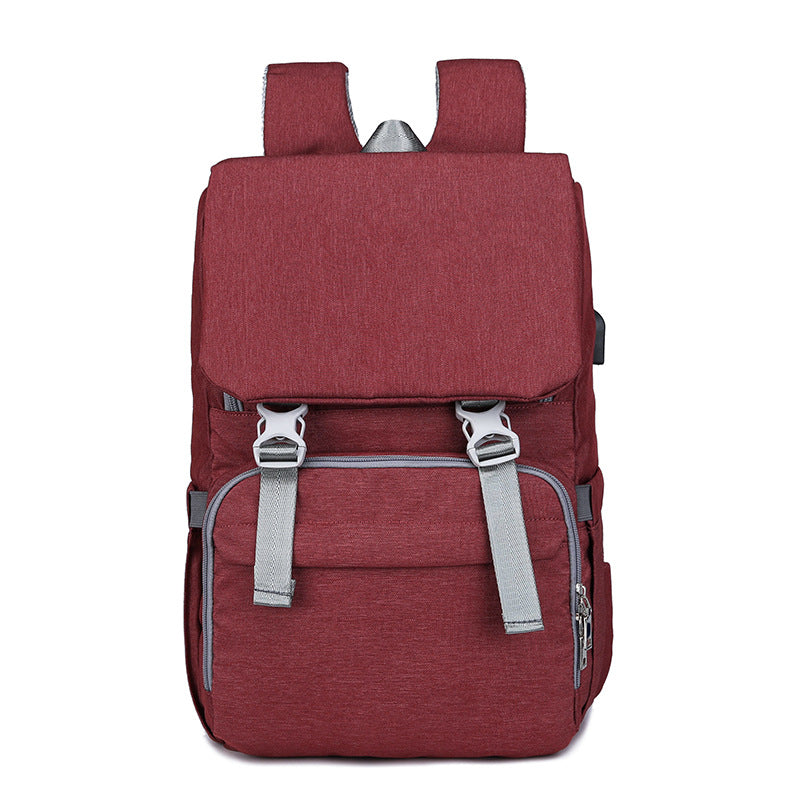 New style double shoulder mommy bag multifunctional USB large capacity diaper bag mommy bag multifunctional large capacity 1