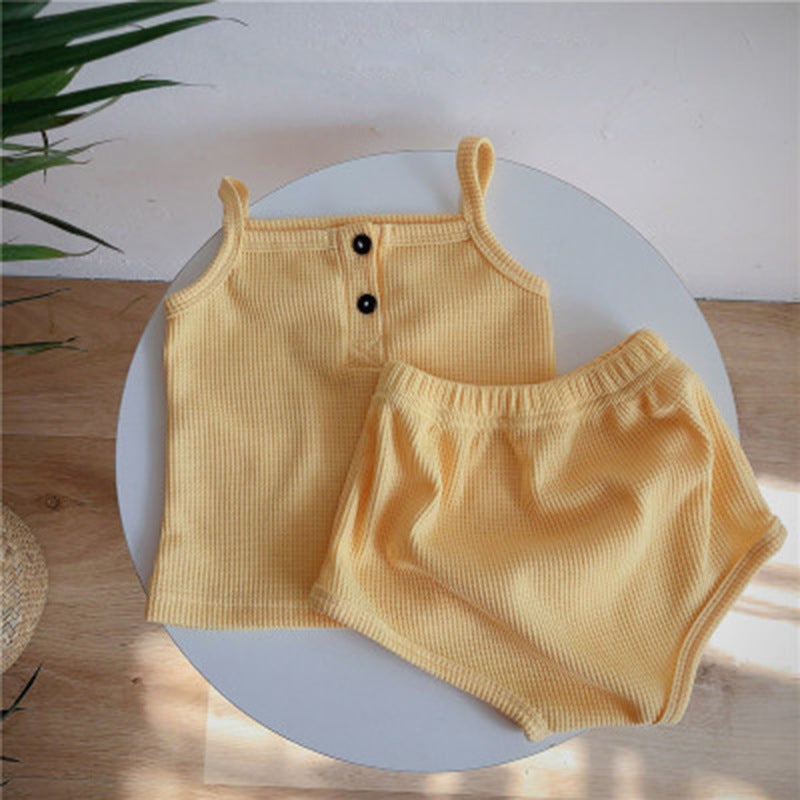 Baby Korean Summer Camisole Triangle Shorts Men And Women Baby Two-Piece Suit Ins 8