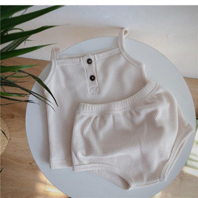 Baby Korean Summer Camisole Triangle Shorts Men And Women Baby Two-Piece Suit Ins 6
