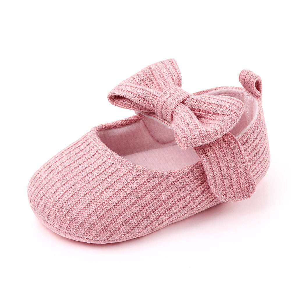 Bowknot Woolen Knit Baby Shoes Moccasins Princess Shoes Baby Shoes 6