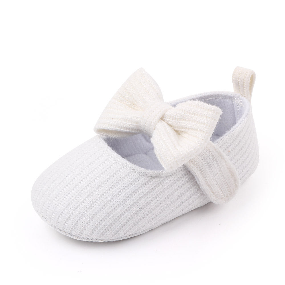 Bowknot Woolen Knit Baby Shoes Moccasins Princess Shoes Baby Shoes 2
