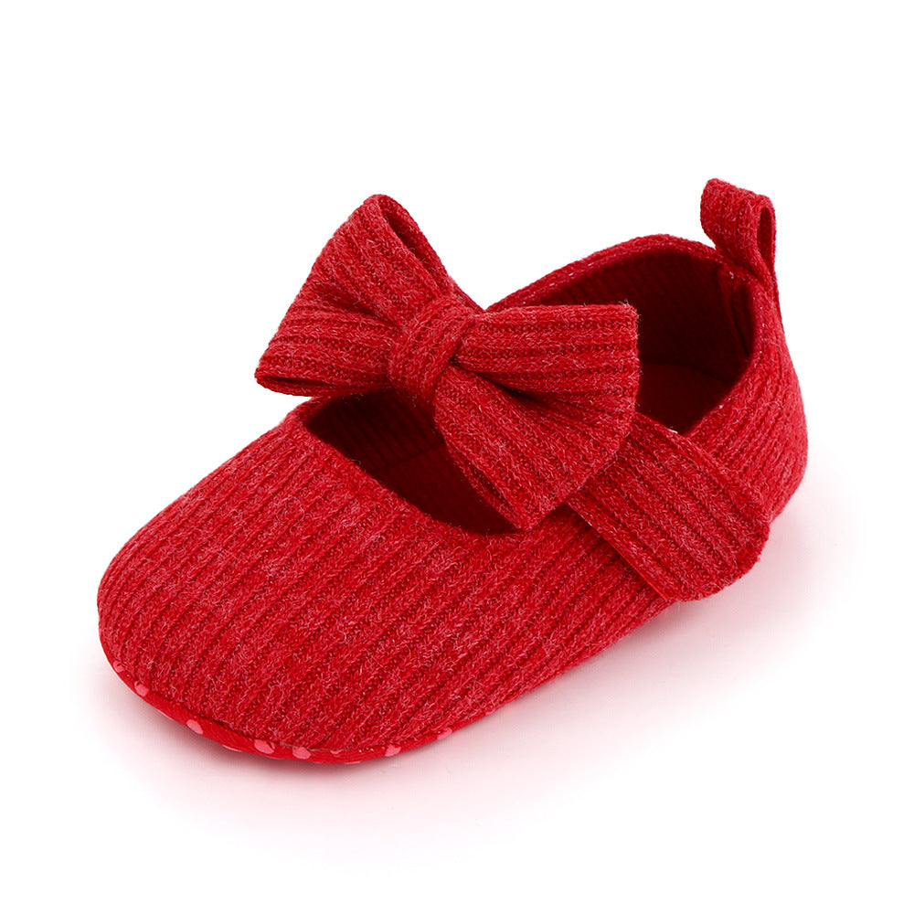 Bowknot Woolen Knit Baby Shoes Moccasins Princess Shoes Baby Shoes 3