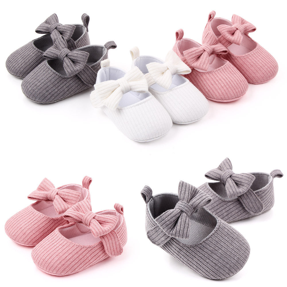 Bowknot Woolen Knit Baby Shoes Moccasins Princess Shoes Baby Shoes 1