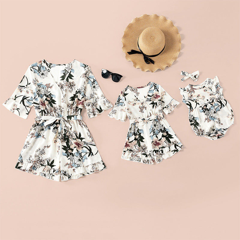 Amazon Sexy Print Top Jumpsuit Jumpsuit Parent-Child Skirt Female Spot Mother Daughter Baby 6
