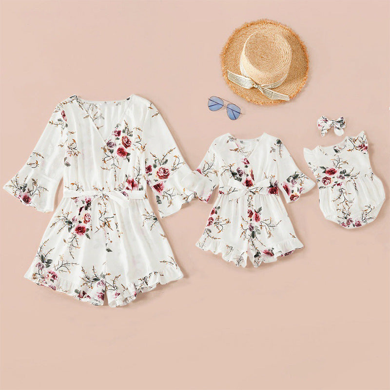 Amazon Sexy Print Top Jumpsuit Jumpsuit Parent-Child Skirt Female Spot Mother Daughter Baby 5