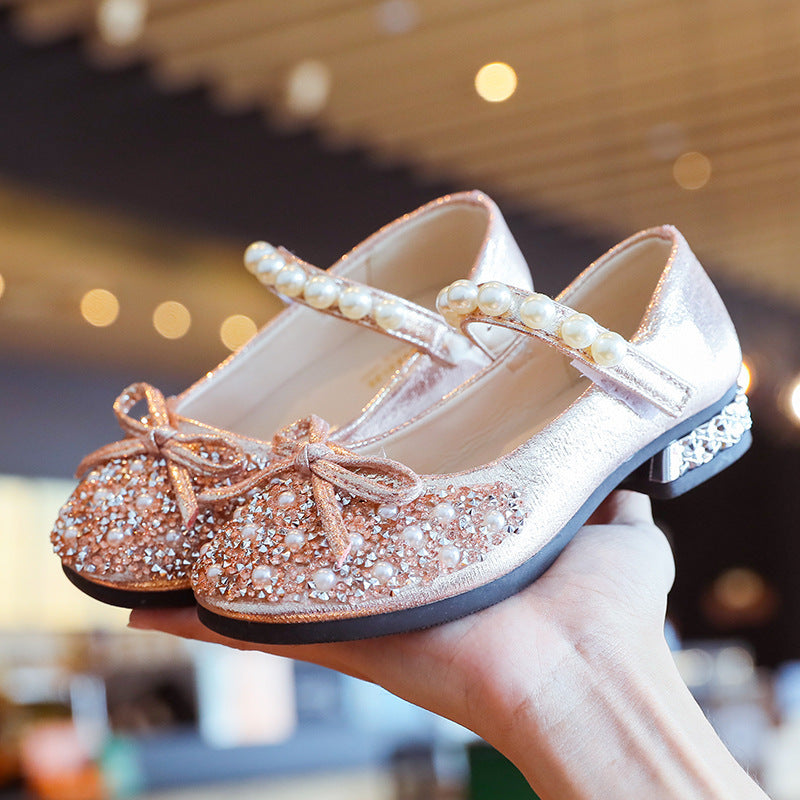 Leather Shoes Soft Sole Aisha Princess Shoes Children Crystal Shoes Flashing Baby Shoes 5