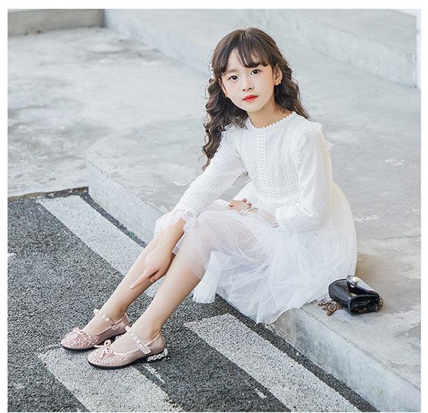 Leather Shoes Soft Sole Aisha Princess Shoes Children Crystal Shoes Flashing Baby Shoes 4