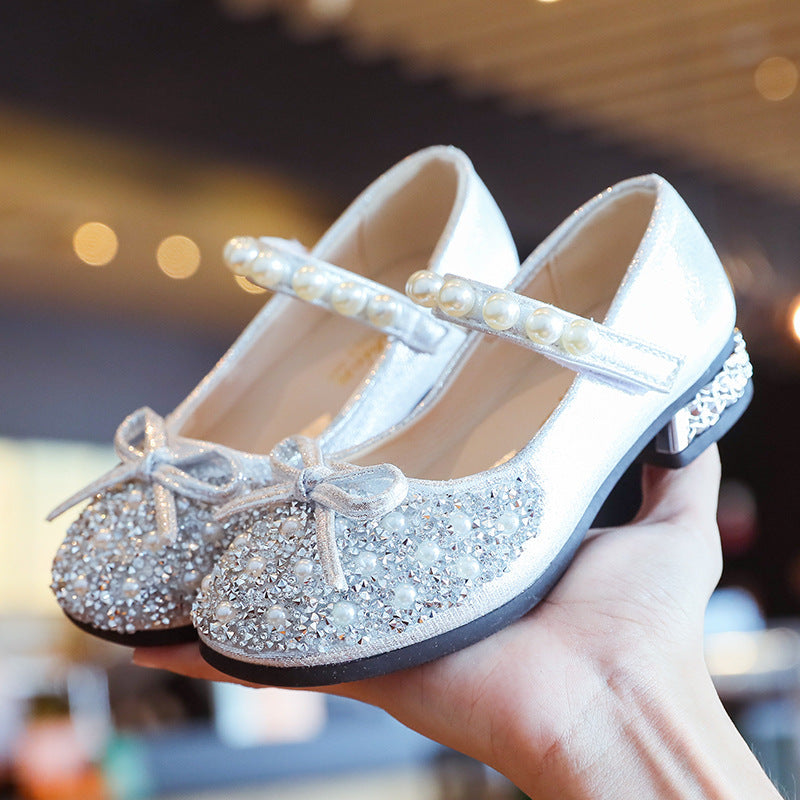Leather Shoes Soft Sole Aisha Princess Shoes Children Crystal Shoes Flashing Baby Shoes 3