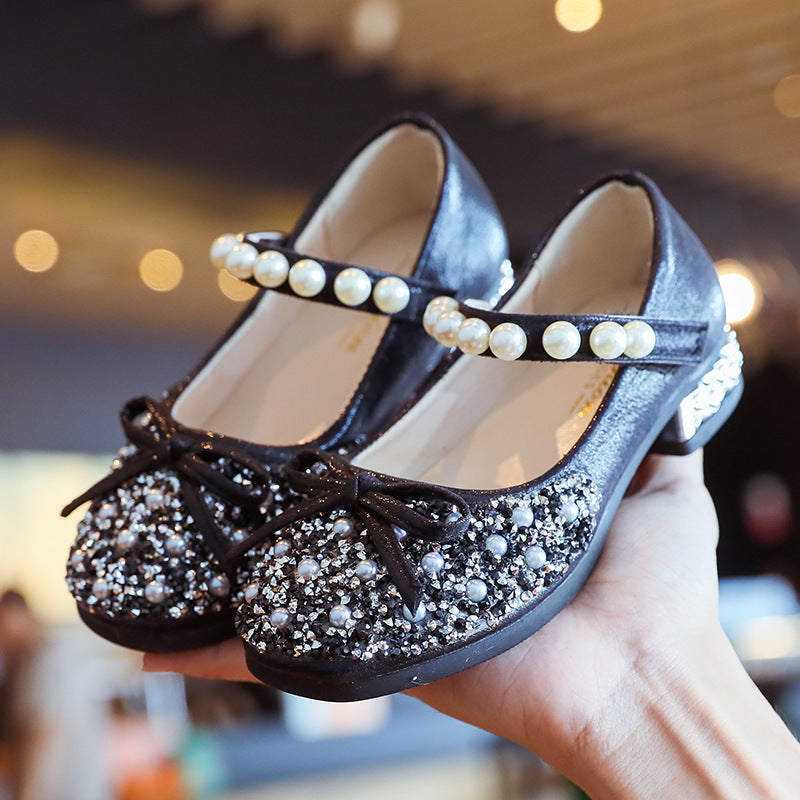 Leather Shoes Soft Sole Aisha Princess Shoes Children Crystal Shoes Flashing Baby Shoes 1