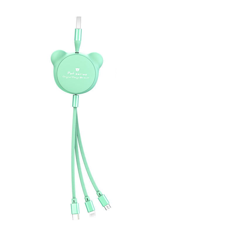 Cute Telescopic Bear With Three Data Cables 2