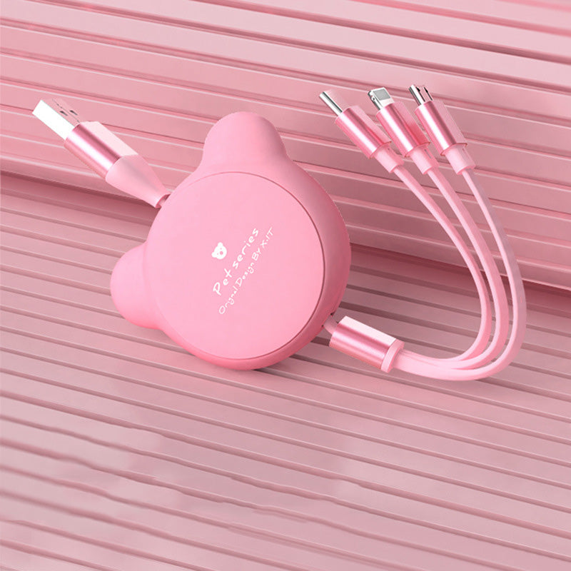 Cute Telescopic Bear With Three Data Cables 5