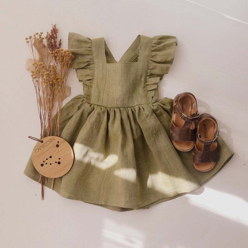 Strap Skirt Girls Dress Cotton And Linen Skirt 3