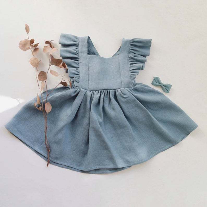 Strap Skirt Girls Dress Cotton And Linen Skirt 2