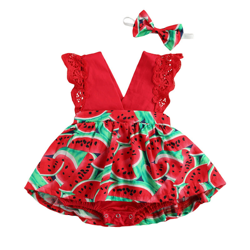 Newborn Baby Ruffled Sunflower Print Jumpsuit 2-Piece Headband Summer Dress 0-24 Months 6