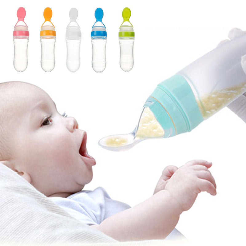 Safe Newborn Baby Feeding Bottle Toddler Silicone Squeeze Feeding Spoon Milk Bottle Baby Training Feeder Food Supplement 4