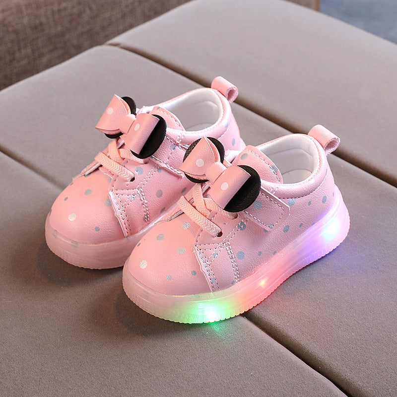 Light-up Shoes Girls Bowknot LED Light-up Shoes Breathable Baby Girls Shoes 3