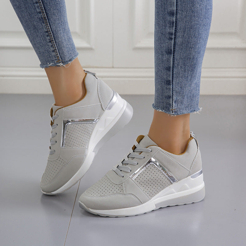Sneakers Platform Wedge Heel Casual Shoes Lace-up Mesh Sneakers 6
