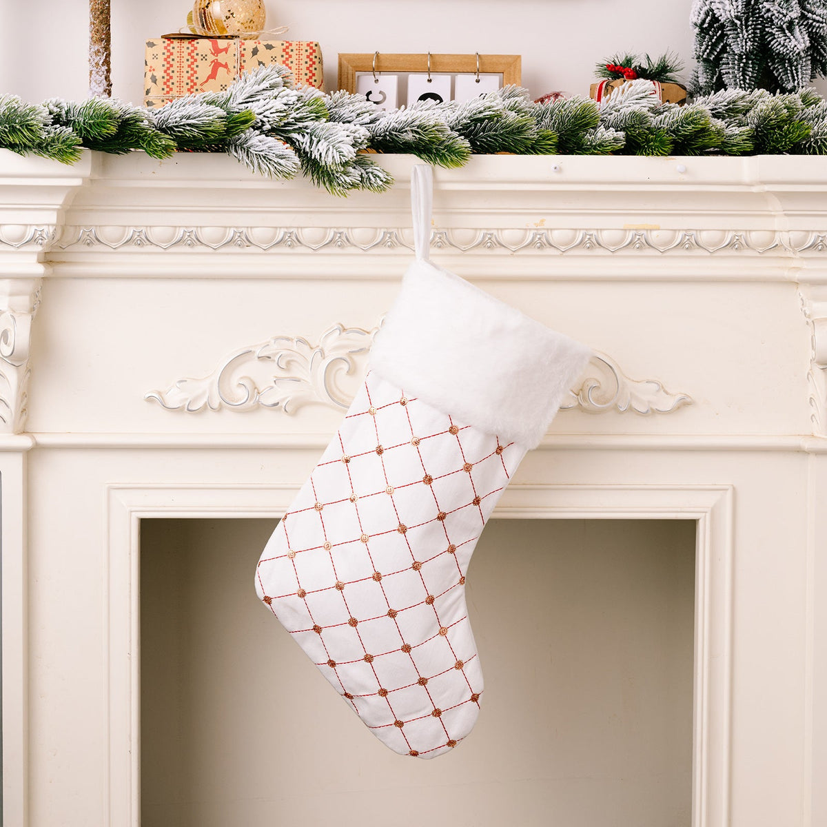 Christmas decoration supplies, high-end Christmas socks, red Christmas stockings, gift bags, tree hanging gift socks 7