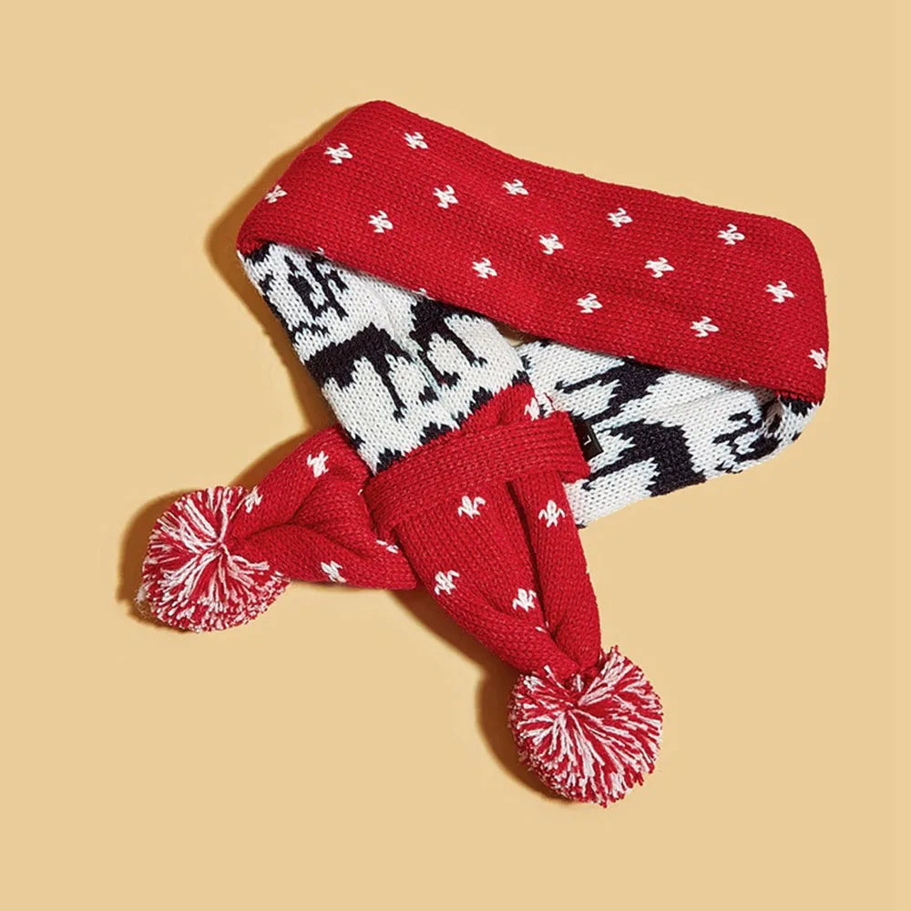 Christmas Dog Scarf Knitted Elk Scarf Striped Hair Ball Pet Scarf Outdoor Winter Warm Cat Dog Scarves Puppy Collar Pet Supplies 3