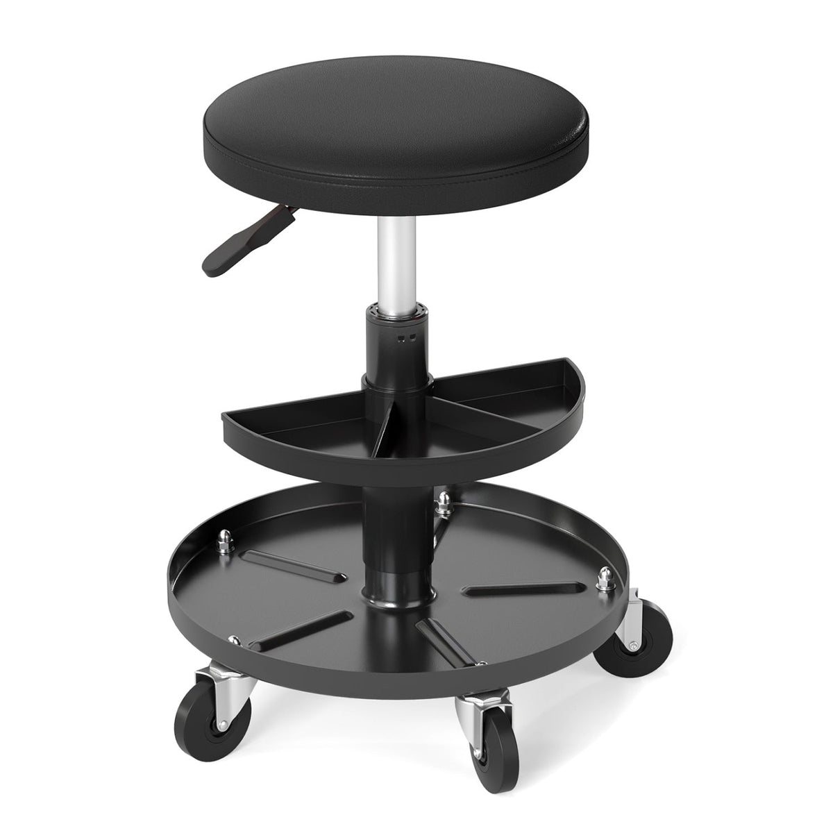 Adjustable Rolling Mechanic Stool with Tool Trays 10
