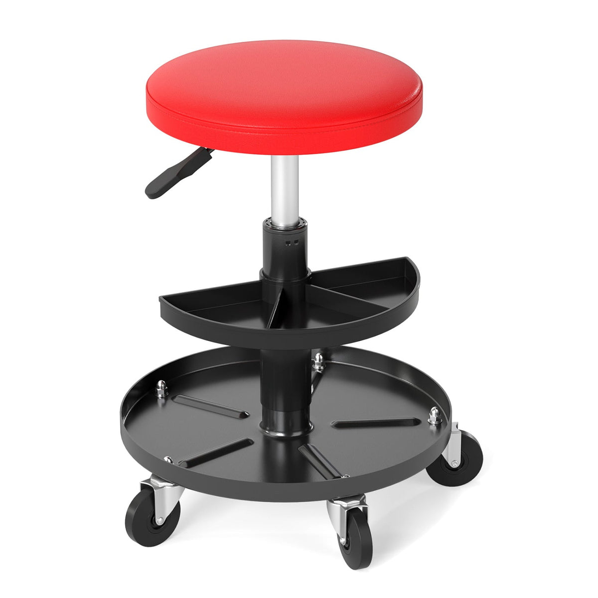 Adjustable Rolling Mechanic Stool with Tool Trays 2