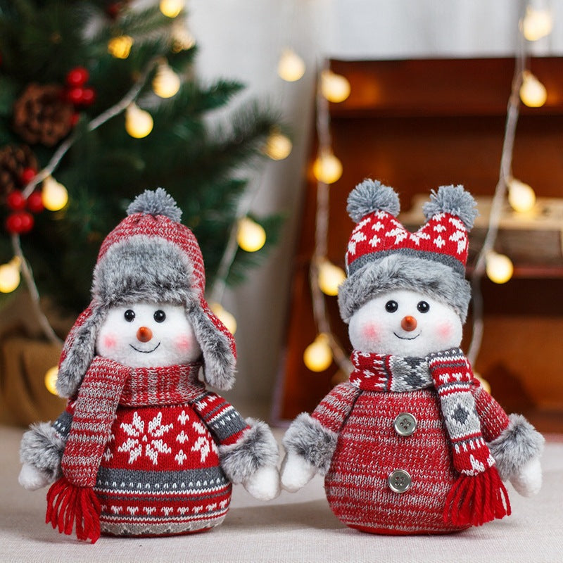 Doll Lei Feng Hat Scarf Snowman Doll Window Display Cute Christmas Snowman Cloth Doll 7