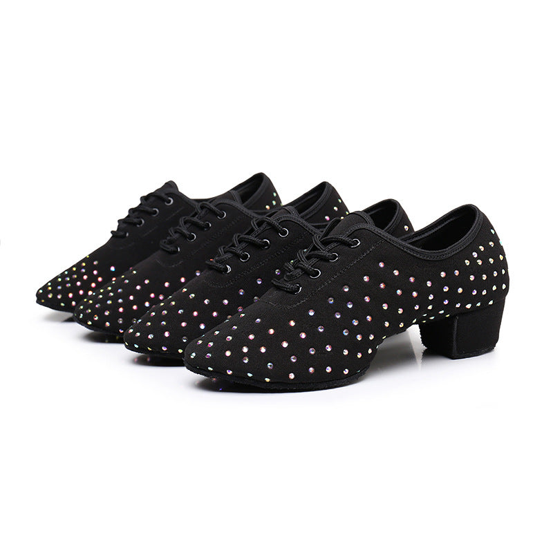 Women's Latin Dance Oxford Cloth Full Diamond Shoes 7