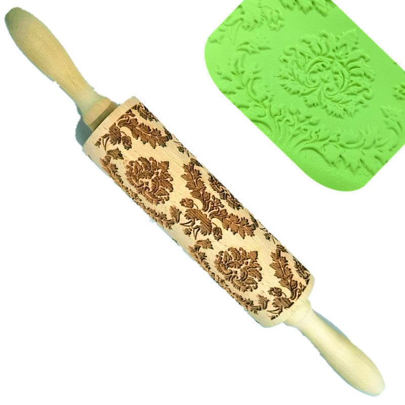 Wooden Rolling Pin Beechwood Laser Engraved Printed Rolling Pin Embossing Rolling Pin Christmas Flip Sugar Cookie Rolling Pin 12