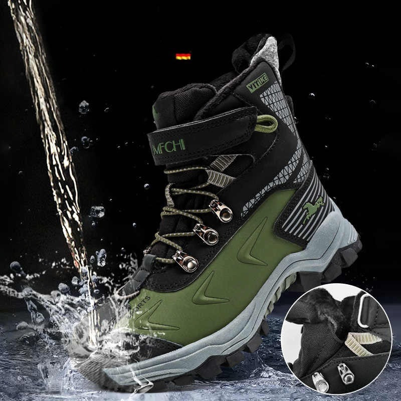 Winter Fleece-Lined Thickened Leather And Fur-Lined Children's Snow Boots 2