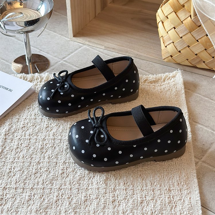 Girls' Leather Shoes, Children's Shallow Mouth Single Shoes, Polka Dot Princess Shoes, Medium And Large Children's Mary Jane Shoes 5