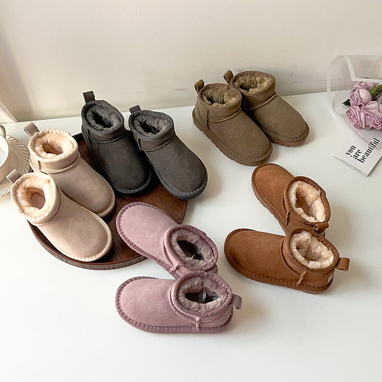 Children's Fur Leather Snow Boots 1