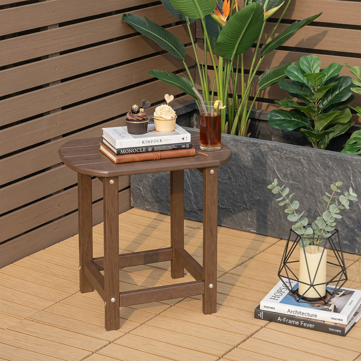 18" Weather Resistant Outdoor Side Table - HDPE Construction 1