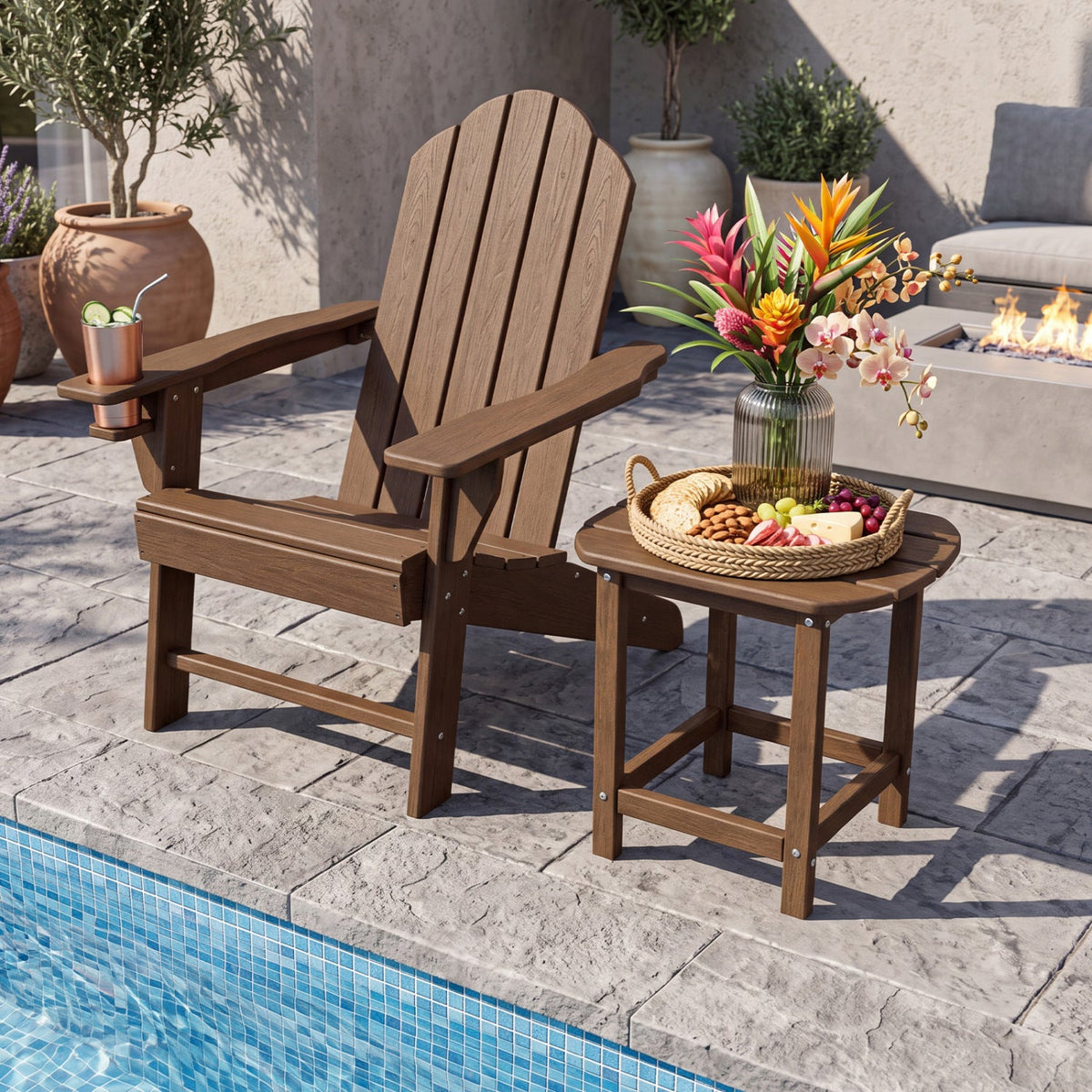 18" Weather Resistant Outdoor Side Table - HDPE Construction 2