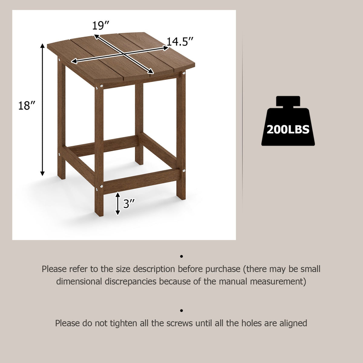 18" Weather Resistant Outdoor Side Table - HDPE Construction 4