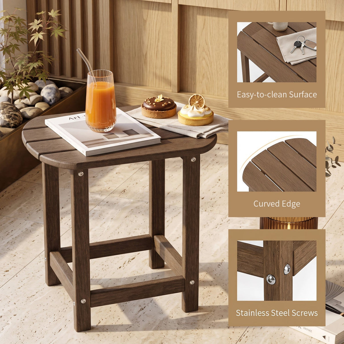 18" Weather Resistant Outdoor Side Table - HDPE Construction 7