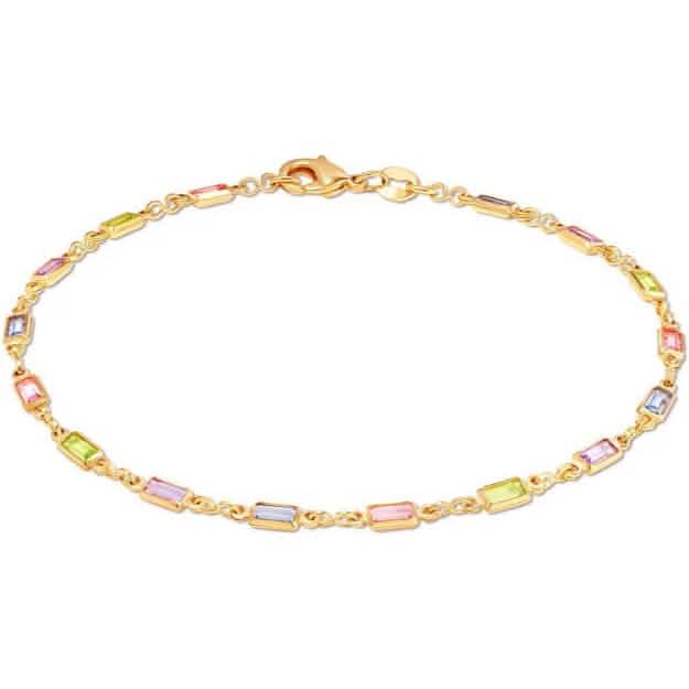 18K Gold Baguette Multi Stone Crystal Bracelet for Women 1