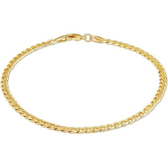 18K Gold Curb Cuban Link Chain Bracelet 8" 1