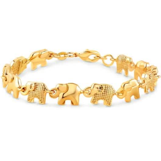 18K Gold Elephant Bracelet For Women 8" 1