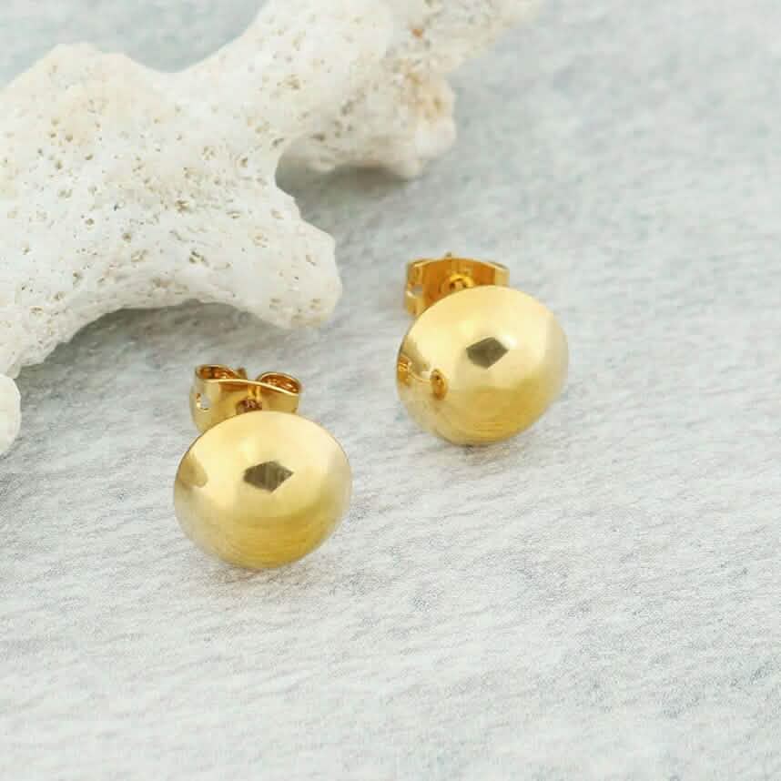 18K Gold Half Ball Stud Earrings 2