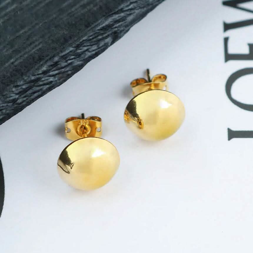 18K Gold Half Ball Stud Earrings 3