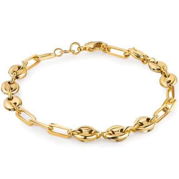 18K Gold Mariner and Paperclip Link Bracelet, 8 Inches 1