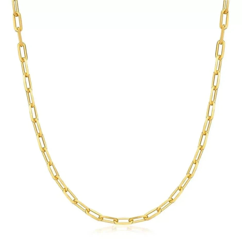 18K Gold Paperclip Link Chain Necklace 2
